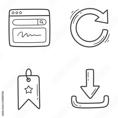 Web Navigation Download Line Icons Browser Window Refresh Bookmark Arrow
