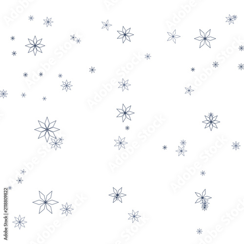 Seamless pattern with elegant geometric star motifs arranged in random positions