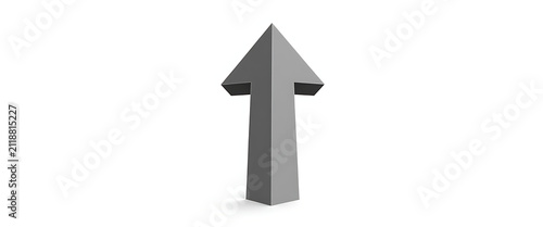 3d grey arrow pointing upwards showing progress growth success direction increase upward movement and positive trend illustration on white background.
