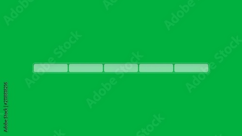 Segmented white progress bar animating over a solid green screen background, system loading and