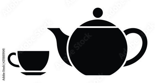 Quadro su tela Silueta minimalista negra de una tetera y una taza de té