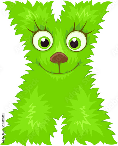 Alphabet letter X. Font of cute monster.	