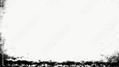 Abstract Grunge Black And White Distressed Overlay Texture Background Element Design. Old Photo Vintage Retro Effect Border.