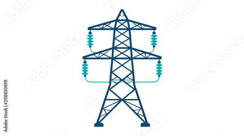 Electric Transmission Tower Standalone Icon of Power.