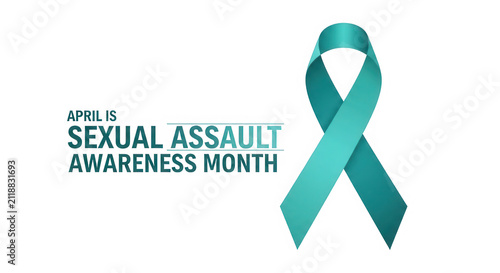 Teal ribbon symbol for sexual assault awareness month design element isolated on transparent background