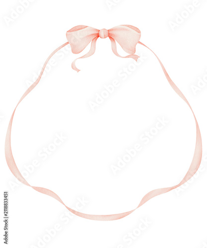 Pink Watercolor Ribbon Frame Border Illustration