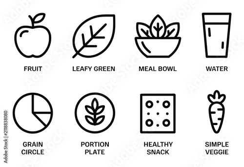 Konstfotografi Conjunto de símbolos de alimentación saludable y nutrición que representan opcio