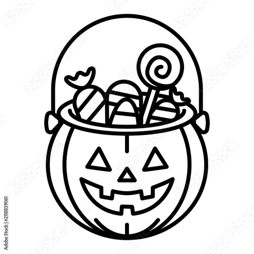 halloween candy bucket line icon with editable stroke