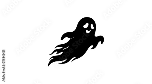 Bild auf Leinwand Helloween Spooky ghost silhouette vector, flying halloween spirit character icon