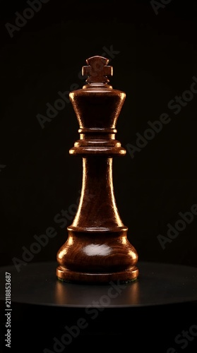 Beautiful wooden chess piece close up shot elegant antique game strategy wood texture dark background
