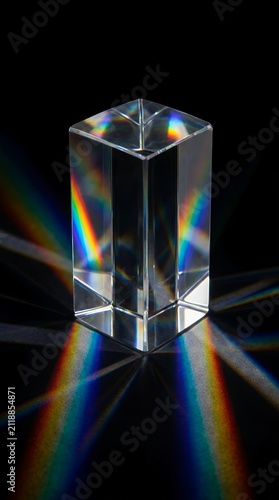 Crystal light refraction geometry abstract prism reflections glowing glass surface light effects