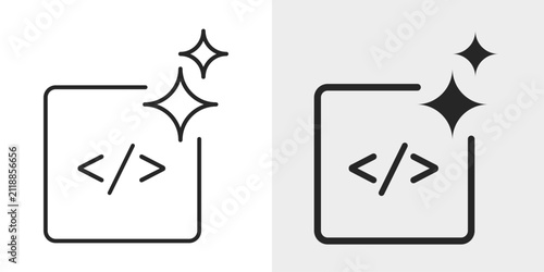 Foto AI Code Generator Icon represents automated programming, software development, and intelligent code creation with editable outline and filled vector illustration