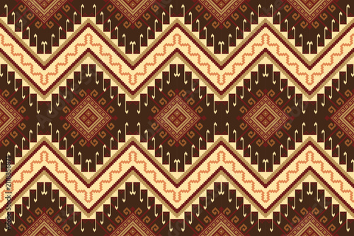 Seamless ethnic ikat geometric pattern. Traditional Aztec tribal ornament texture for fabric, textile, fashion printing, wallpaper, background, rug, home decor, carpet, bedsheet.