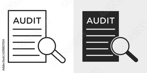 Audit Report Icon represents financial auditing, compliance reporting, and business documentation with editable outline and filled vector illustration.