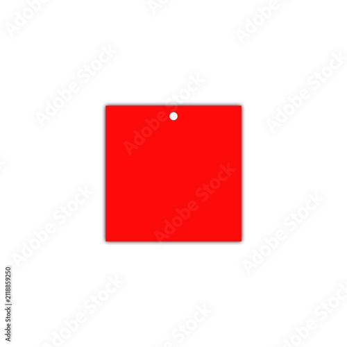 red paper tag on white background 