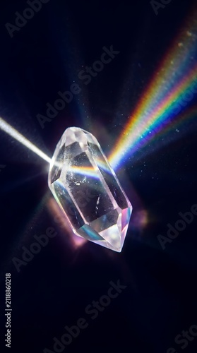 Stunning Crystal Gemstone Light Reflection and Prismatic Shine Macro Photography of a Brilliant Diamond Mineral