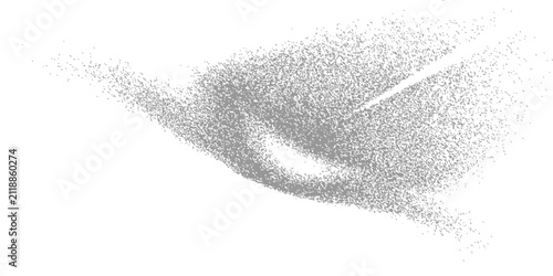 Abstract Particle Dispersion Wave Forming an Eye-Like Shape in Black and White Motion