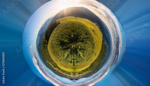 a serene glass sphere reflecting vibrant landscapes capturing the essence of nature with stunning clarity and depth