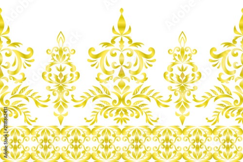Royal Gold Arabesque Floral Ornament Seamless Pattern for Luxury Wallpaper and Decorative Background