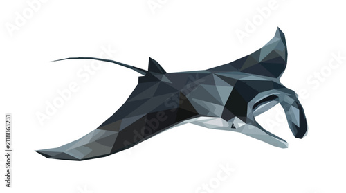 Low Poly Manta Ray Vector Illustration Isolated on White Background for Marine Life Graphic Design Projects