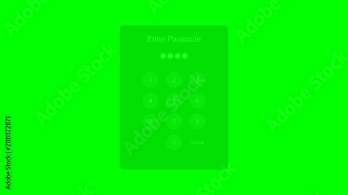 Secure Passcode Entry Animation on Chroma Key Green Screen for Mobile App Authentication UI