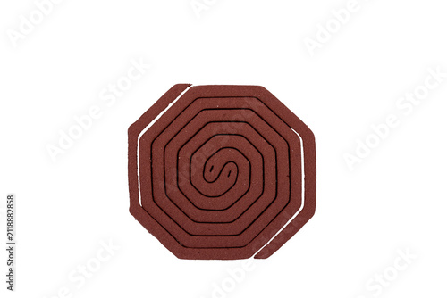 Fotografie Brown mosquito coil spiral isolated on white background, view of a circular ince