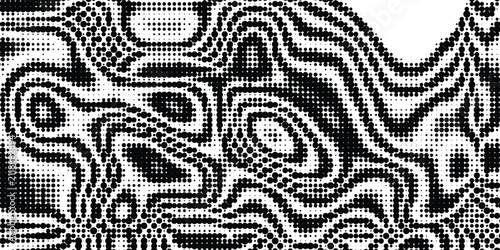 Abstract black and white halftone wave pattern background texture