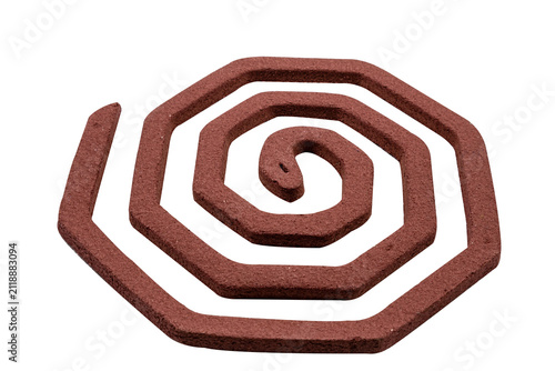 Fotografie Reddish-brown mosquito repellent coil, spiral-shaped incense for insect protecti