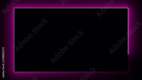 Abstract LED Neon Light Frame Animation on Transparent Background, Square Glowing Border Overlay Motion Graphic, 4K Alpha Channel