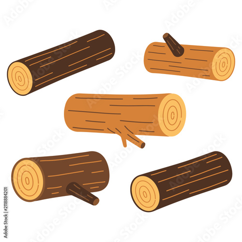 Foto Conjunto de troncos y piezas de madera de dibujos animados para la naturaleza