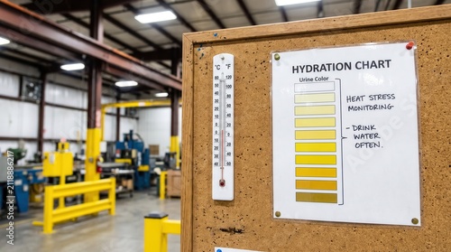 Thermometer and Hydration Chart for Heatwave Safety Awareness