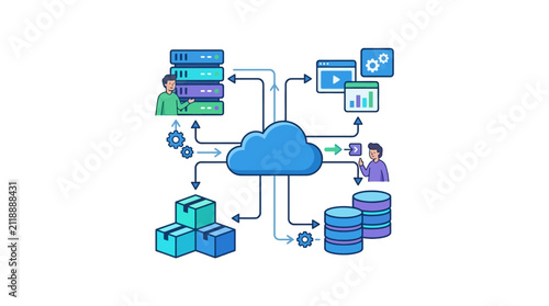 Clean Cloud Orchestration and Automated Workflow Management Typography Vector Design