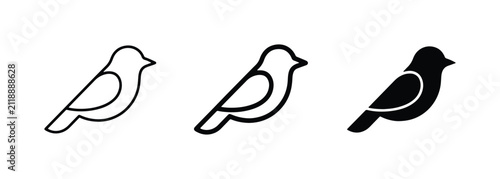 Minimalist Bird Icons, Simple Silhouette and Outline Vector Graphics, Avian Symbols for Nature and Wildlife Themes