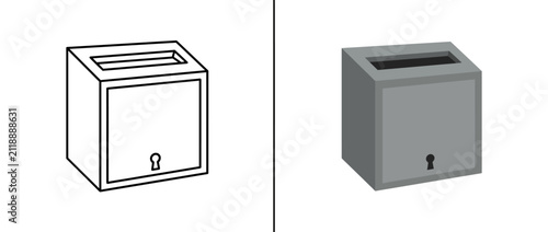 Minimalist Icon of a Locked Donation Box