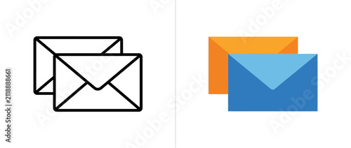 Minimalist Line and Flat Color Envelope Mail Icons