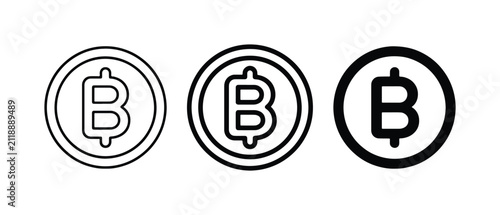 Bitcoin Cryptocurrency Icons, Digital Coin Symbols, Blockchain Technology Vector Set