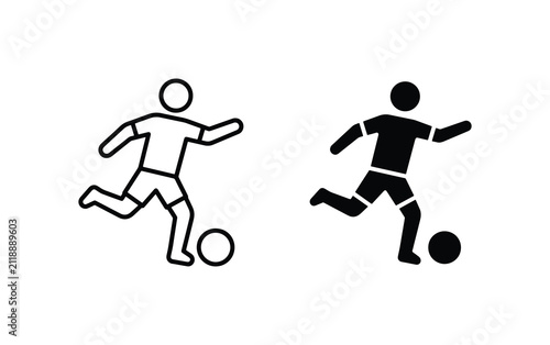 Soccer Player Icon Set, Football Action Silhouette, Dynamic Sports Graphics, Vector Art