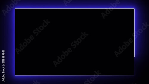 Abstract LED Neon Light Frame Animation on Transparent Background, Square Glowing Border Overlay Motion Graphic, 4K Alpha Channel