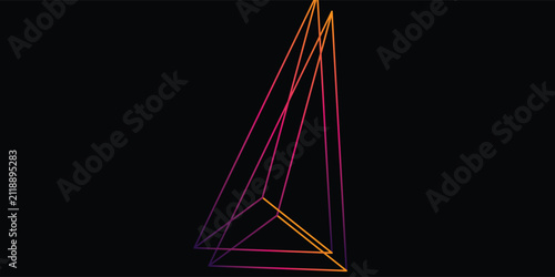 Neon color light triangle frame. Retro fluorescent  border. Object on gradient background vector.