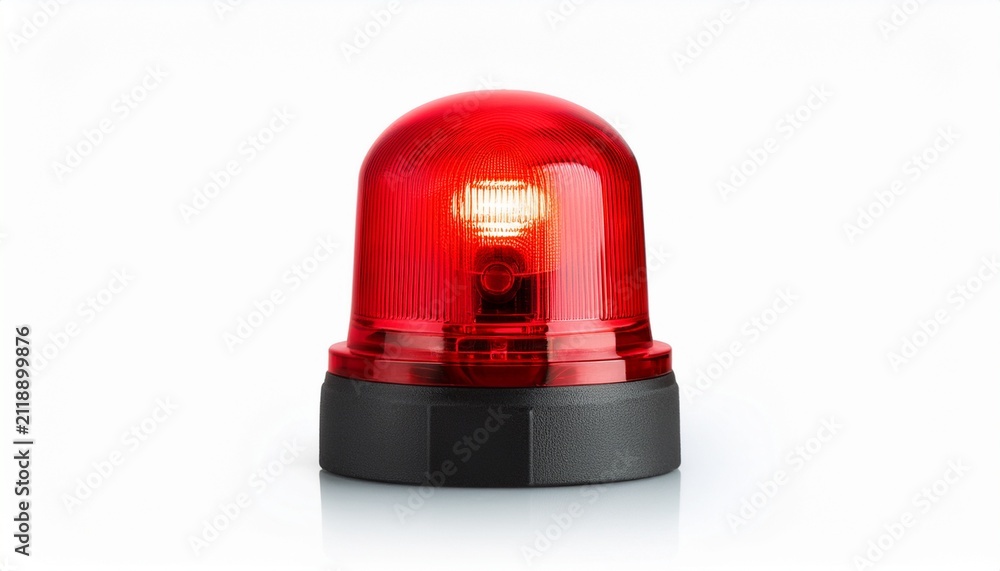 Fototapeta premium flashing red alarm light isolated on white or white background