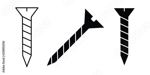 Принти на полотні Screw Icon Set – Metal Fastener, Phillips Wood Screw, Construction Hardware, Ind