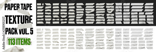 Masking tape texture set, adhesive paper strips collection with realistic wrinkled edges and torn ends, isolated set for collage, scrapbook, digital scrapbooking, stationery branding and creative