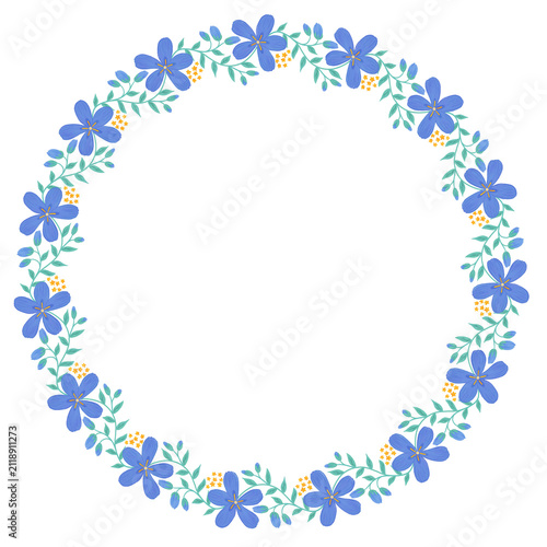 blue wreath of flowers