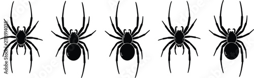 Obraz na płótnie Spider silhouette illustration set, arachnid insect artwork, wildlife nature vec
