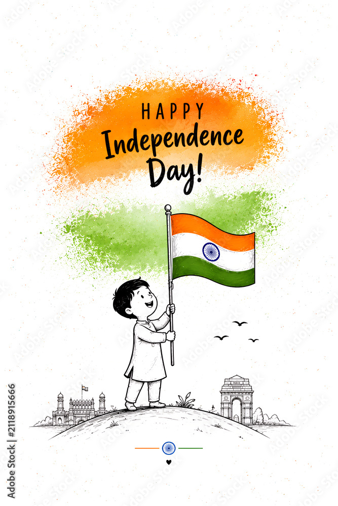 Fototapeta premium Indian Independence day, 15 august, happy independence day, flag, india 