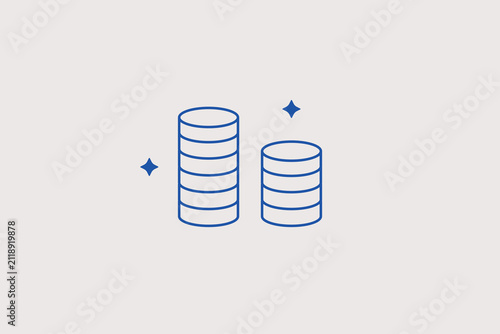 Stack of coins line icon for savings. Vector illustration for wealth management, banking, deposit, financial investment.
