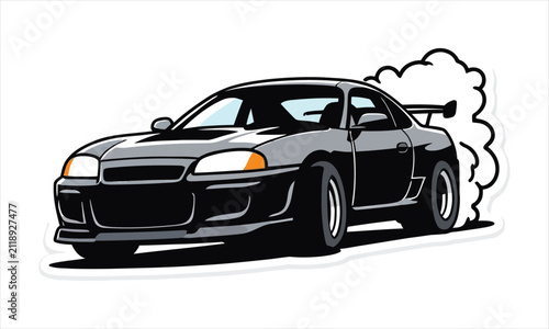 Modern Sports Car Front View Silhouette Vector Illustration