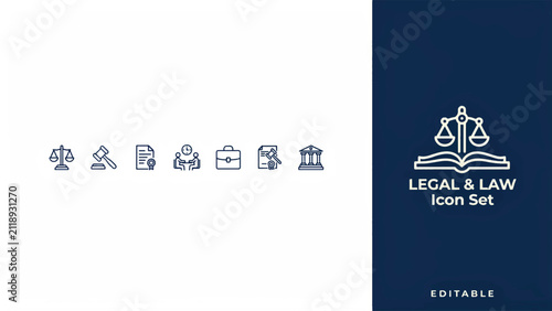 Foto Legal and law icon set collection featuring justice scales gavel and court symbo
