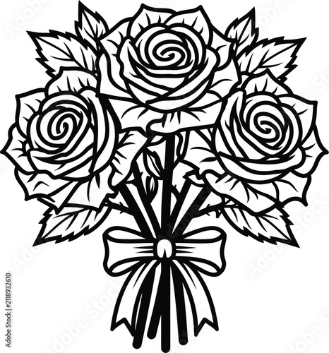Rose vector illustration bouquet line art floral
