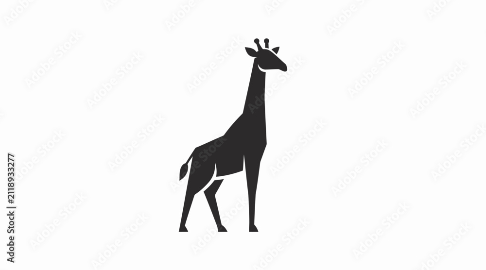 Fototapeta premium Black silhouette of a standing giraffe.